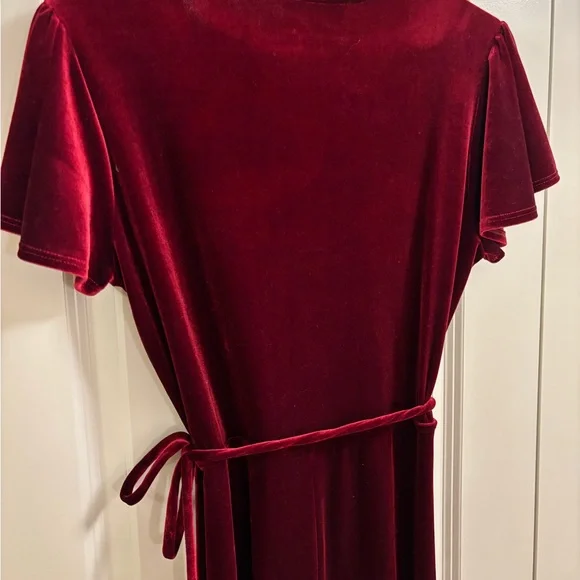 BHLDN Velvet High Low Dress in Deep Red - Picture 5 of 5
